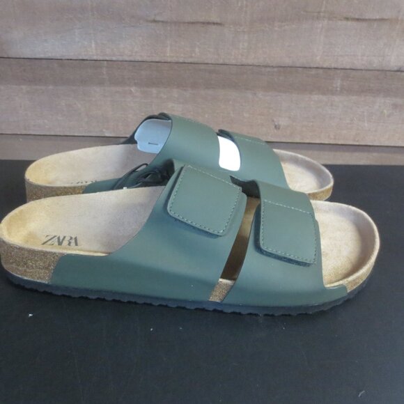 ZARA WOMEN'S OLIVE GREEN SLIDES - Picture 2 of 6